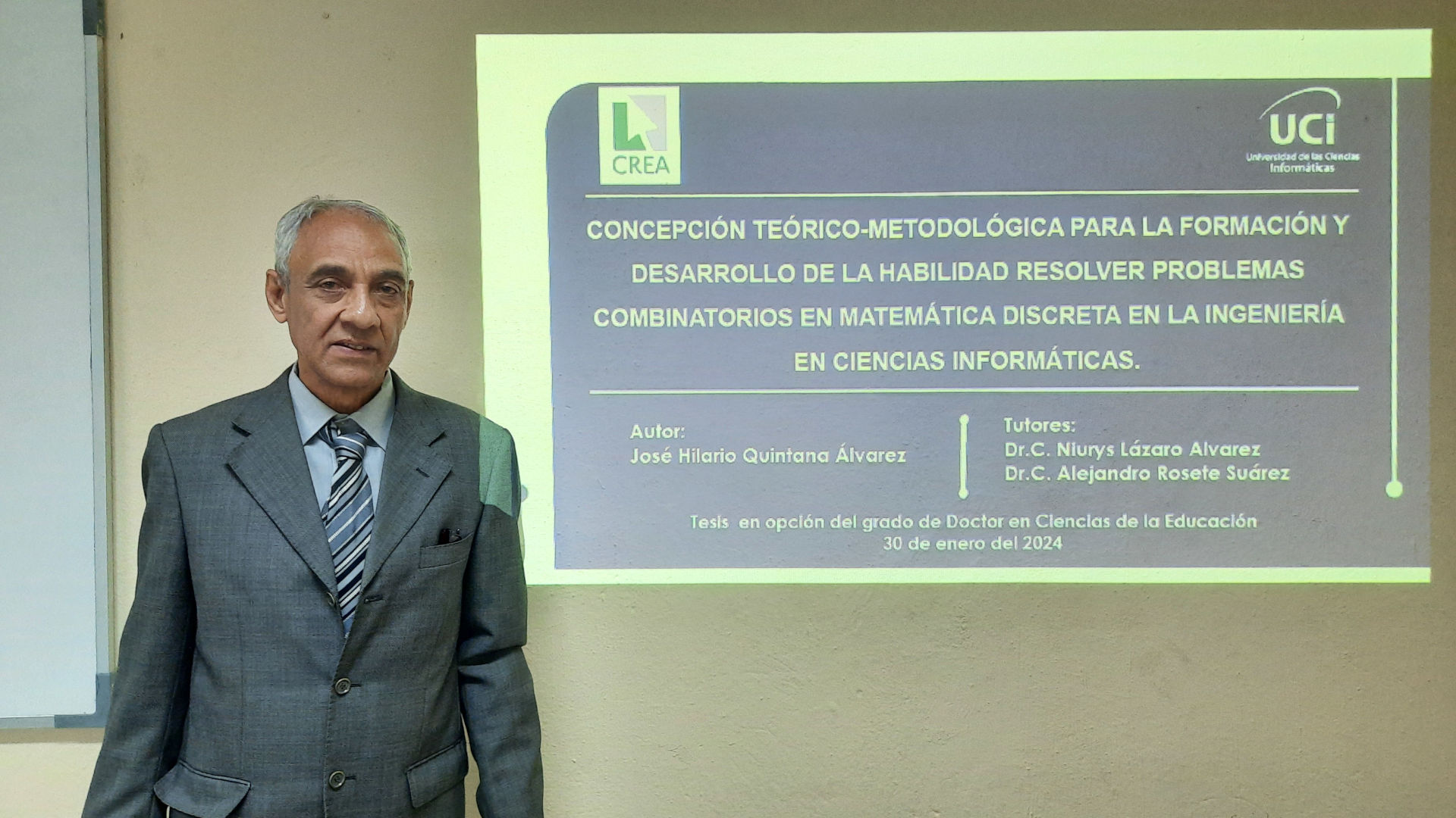 El metodólogo de la FTE José Hilario Quintana Álvarez, presentó su investigación titulada Concepción teórico- metodológica para la formación y desarrollo de la habilidad de resolver problemas combinatorios en la matemática discreta en la Ingeniería en Ciencias Informáticas.