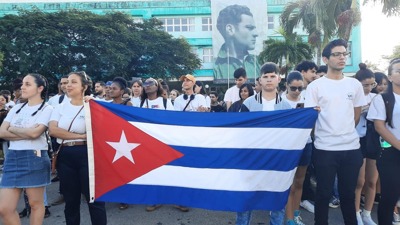 Acto por los aniversarios 22 de creada la UCI, 102 de la FEU, 66 del Triunfo de la Revolución Cubana y el Día del Educador.