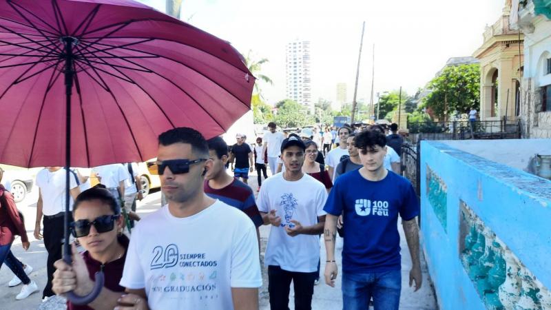 La Universidad de las Ciencias Informáticas participó en una marcha masiva en repudio al genocidio contra el pueblo palestino en Gaza. 