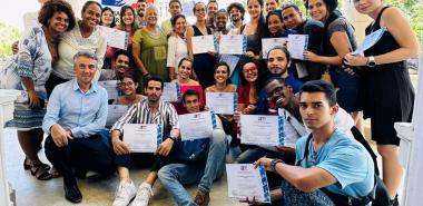 Estudiantes participantes del Hackathon Cuba Innova en el que concursaron dos estudiantes de la UCI. Foto: Cortesía de la entrevistada.