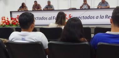 Delegados de la Universidad de las Ciencias Informáticas (UCI) al Balance Municipal de la Unión de Jóvenes Comunista (UJC) de La Lisa.